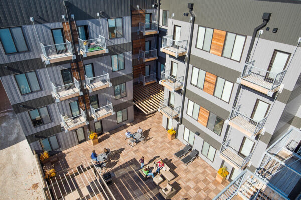 jones-13-exterior-07 Arial view of Jones 13 community courtyard