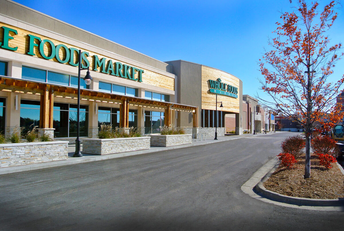 Whole Foods exterior shot of building at Olathe Point